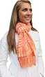 Handmade Alpaca Natural Fiber Scarf - Georgia Peach Stripes - Extra Wide (Classic Fringes)