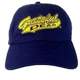 Grateful Dead Baseball Hat Cap ~ New Dead Swoosh Design Navy Blue Yellow