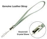 Cellet Signature Swarovski Silver Leather Wrist Strap- Retail Packaging