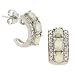 Silver Created Opal Genuine Diamond J-Hoop Earrings