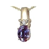 1.32 cttw Lab Created Alexandrite and Genuine Diamond Pendant - 14kt White or Yellow Gold