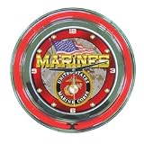 US Marine Corps Neon Clock - 14 inch Diameter - Game Room Products > Neon Clocks > Military