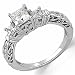 1.12 Ct.T.W. Sparkling Princess Cut Diamonds, 14Kt. White Gold. Three Stone Diamond Engagement Ring