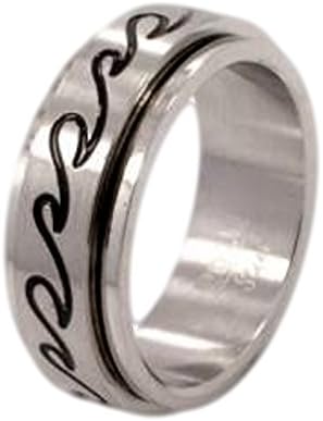 Stunning Surfer Design Waves Stainless Steel Spinning Ring : Size 9
