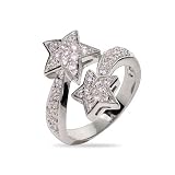 Eve's Addiction Shooting Stars Pave CZ Sterling Silver Ring