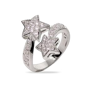 Shooting Stars Pave CZ Sterling Silver Ring: Eve's Addiction: Jewelry