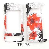 WHITE WITH RED LILY FLOWER SNAP ON HARD SKIN SHELL PROTECTOR COVER CASE FOR LG ENVY TOUCH VX11000 + BELT CLIP