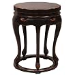 Handmade 21" Plum Flower-Shaped Round End Table With Cabriole Legs & Smooth Black Finish