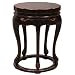 EXP Handmade 21" Plum Flower-Shaped Round End Table With Cabriole Legs & Smooth Black Finish