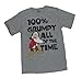 Authentic Disney 100% Grumpy All of the Time Mens Grey w/ Free Disney Stickers