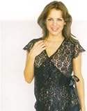 Cap Sleeve Wrap Front Lace Blouse Medium Black