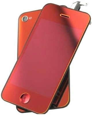 Nangao Electroplate Mirror Colors for Iphone4s LCD Display Touch Screen Glass Digitizer Assembly Replacement with Cover Frame (red)