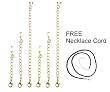 Necklace Bracelet Extender (2 Sets) - Gold Tone ~ 1", 2" and 4" - 6 Pcs Total + FREE 16" Black Silk / Satin Cord