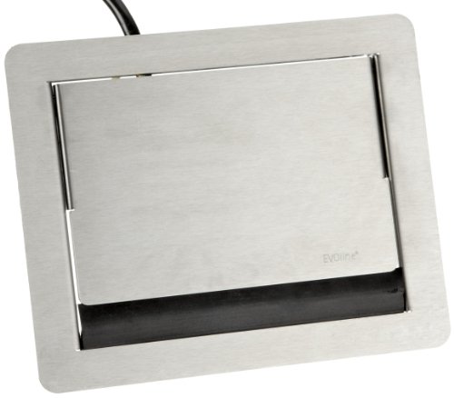 Schulte 934.20.207 Evoline FlipTop Edelstahl mit Gummilippe, 3 Steckdosen