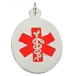 Medical ID Information Charm Sterling Silver 22mm