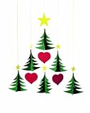 ツリーとハートがピラミッド状に並んだモビールです。 クリスマスカラーを楽しく配したデザインは見る者を飽きさせません。 本品は、動く彫刻とも呼ばれるフレンステッド社モビールのクリスマス・シリーズ。 デンマーク・デザインらしいシンプルで可愛らしいフォルムとカラーが愛されています。 クリスマス・シーズンのインテリアにピッタリです。 プレゼントに