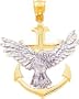 14K Two Tone Gold Mariners Cross & Eagle Pendant