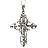 Gothic Cross Marcasite Pendant Necklace