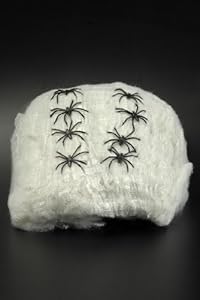 500 Gramm Profi Spinnweben Schwer entflammbar (offiziell zertifizierte Sicherheit) Filmqualität USA Import - Beste Dekoware perfekt für Halloween und Horror Party inklusive 12 Spinnen mit im Paket