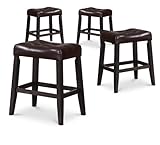 4 Espresso Cushion Black Finish Saddle Stools - 24