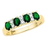 Gold Plated Sterling Silver 0.11 ct. Cubic Zirconia with Alternating 3/4 ct. Green Color Stone Ring