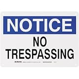 Brady 22164 10 Height, 14 Width, B-401 Plastic Blue And Black On White Color Admittance Sign, Legend Notice No Trespassing
