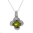 Necklace With 2.20ctw Precious Stones - Genuine Diamonds, Peridots Made of 14K White Gold Length 18in