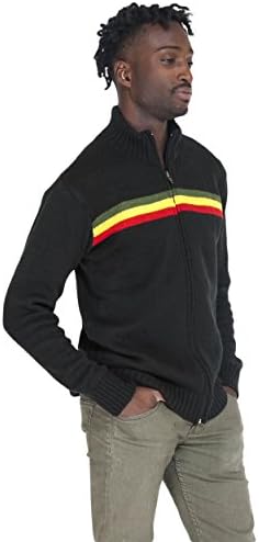Silly yogi Men's Rasta Reggae Cold Winter Warm Jacket-Grey-L