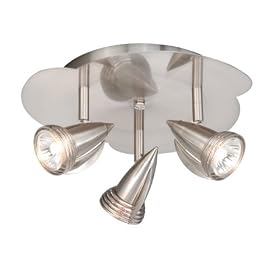 Cone Spot Light - 3 Light Track Spot Lighting Fixture - Brushed Nickel - B7580