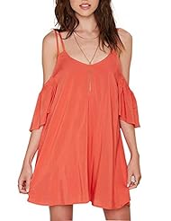 V-neck Off the Shoulder General Print Polyester Backless Vintage  Dress