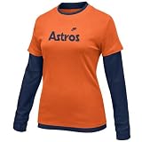 Nike Houston Astros Ladies Orange-Navy Blue Cooperstown Layered Long Sleeve T-shirt