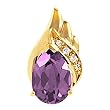 14K Yellow Gold Amethyst and Diamond Pendant