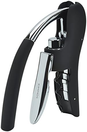 Kimmos Lever-Arm Power Arc Corkscrew (KF-768, Black & Silver (Rubber coating))