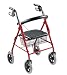 Walkabout 8" Wheel Folding Deluxe Lite Rollator with Loop Brakes, Padded Seat and Basket, Red