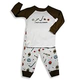 B.T. Kids - Toddler Boys Long Sleeve Sports Pajamas, White, Brown