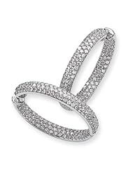 14k White Gold Diamond In-Out Hinged Hoop Earrings
