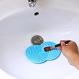 ESARORA Makeup Brush Cleaning Mat, Makeup Brush Cleaner Set of 3 Mini Cosmetic Brush Cleaner Mat Portable Washing Tools (blue)