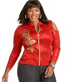 Apple Bottoms Plus Size Cold Shoulder Zip-Up Knit Jacket
