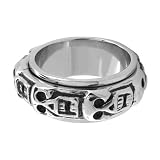 Stainless Steel Ancient Skull Spinner Ring