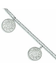 Genuine .925 Sterling Silver Rhodium Plated Diamond Cut Hollow Discs Bracelet 11.6 Grams 7.5 Inch Length. 100% Satisfaction Guaranteed.