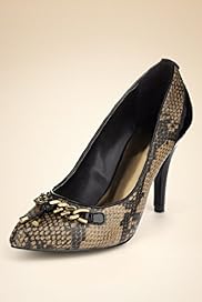 Snakeskin Print Pointed Toe Chain Court Shoes with InsoliaÃ‚Â®