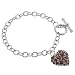 Sterling Silver Garnet Heart Bracelet with Toggle Closure