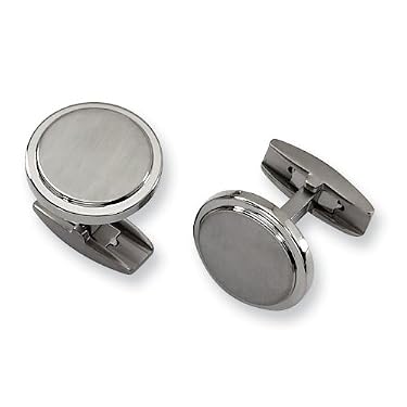 Brushed and Polished Titanium Cuff Links