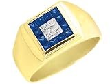 Men's Sapphire Gemstone Ring with Diamonds in Yellow Gold