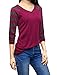 Allegra K Woman Striped Long Raglan Sleeves V Neck Casual Tee Purple XS