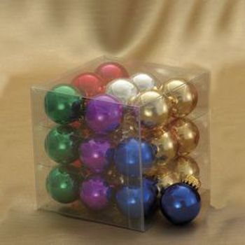 30 Mm Glass Multi Shiny Ball Christmas Ornaments - Case Pack 96 SKU-PAS527896