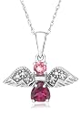 10K White Gold Pink Tourmaline and Rhodolite Angel Pendant w/ Diamond Accent
