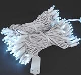 Novelty Lights, Inc. WA100-W-PW Wide Angle (5MM) LED Christmas Mini Light Set, White Wire, Pure White, 100 Light