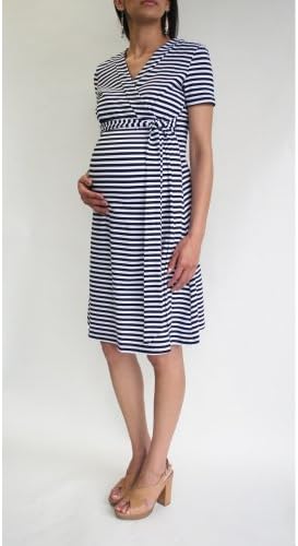 Sierra Lane Maternity : Amelia Faux Wrap Dress - Black Stripe (Medium)