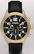 Fossil #DE5000 Men's Vintage Bronze Black Dial Chronograph Leather Strap Watch